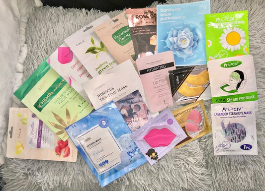 Mystery Surprise Korean Beauty Facial Mask, Facial Sheet, Steam Eye Mask, Lip Mask K Beauty Facial Care Pack 8 pc Set